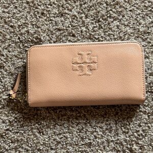 Tory Burch Blush Zip-Around Leather Wallet